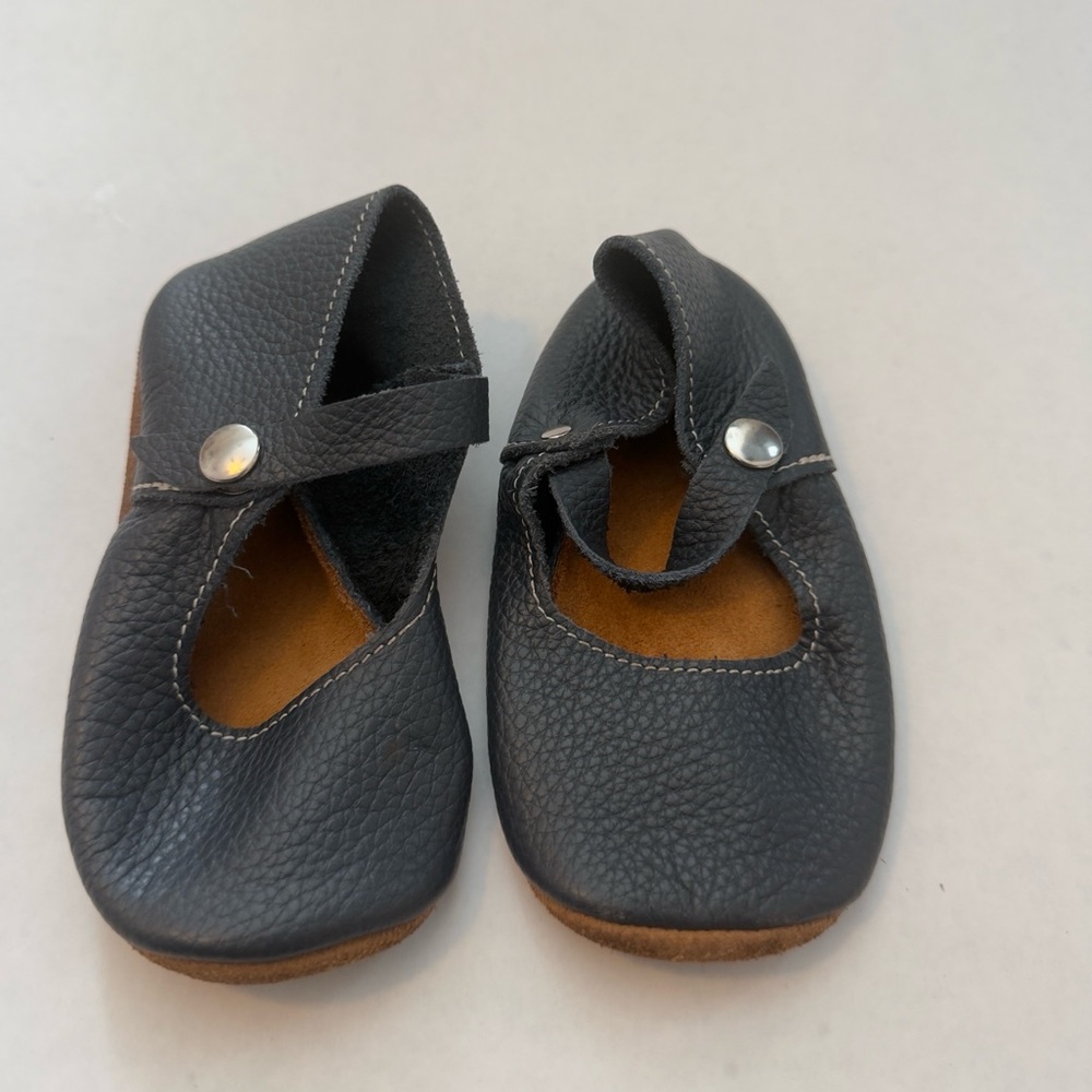 Mon Petit Navy Leather Soft Sole Shoes